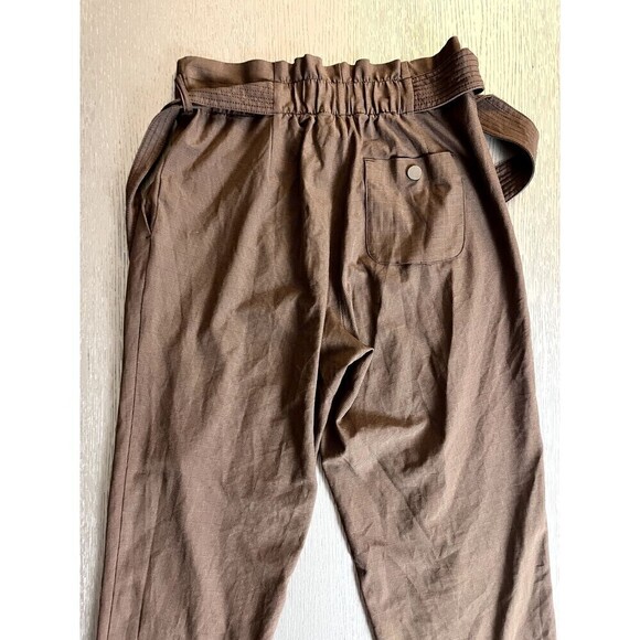 Athleta Skyline Plaid Pant II Paperbag Brown Waist Tie Size 2 Casual Outdoor - Picture 6 of 6